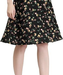 Floral Skirt for Women's Knee Length A-line Summer Skirt